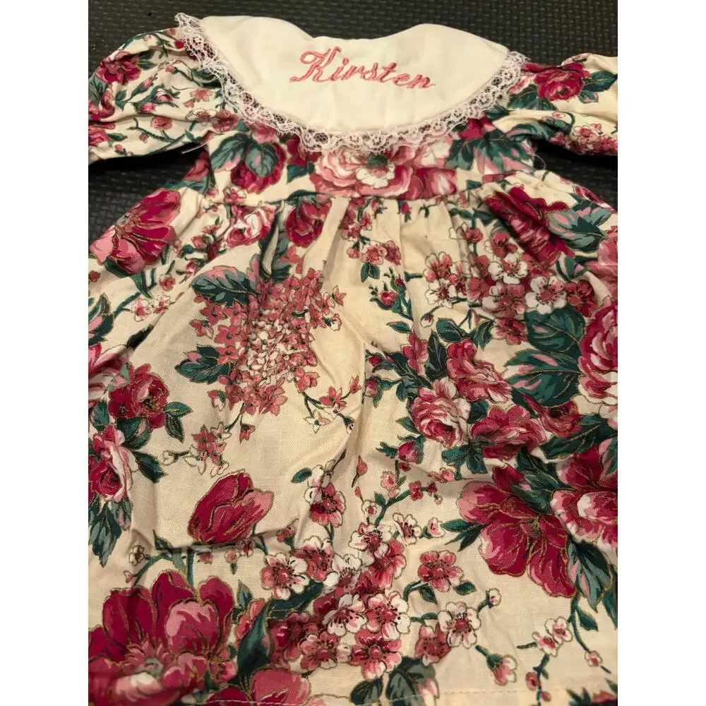 18 Inch Doll Floral Dress Kirsten Embroidered Lace Collar Cream Pink